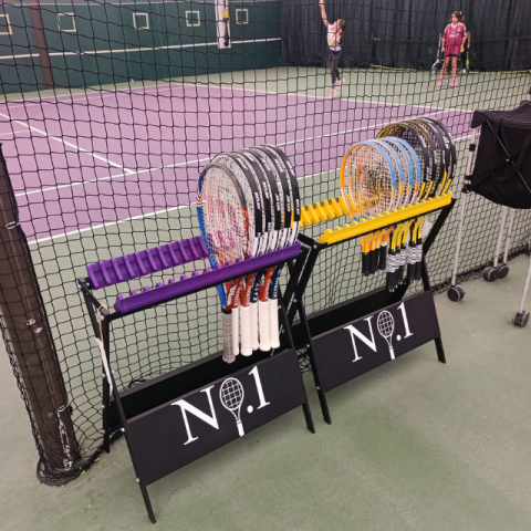 Tenis Raket Standı (Düz) – 16 Raket Kapasiteli Metal Raketlik