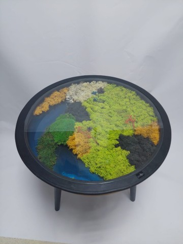 60 cm Ø (çap) yosun görselli sehpa